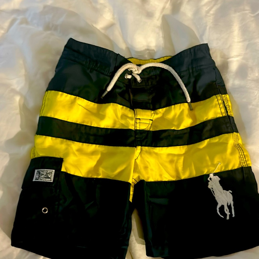 Ralph Lauren swim trunks, size 5, navy and yellow